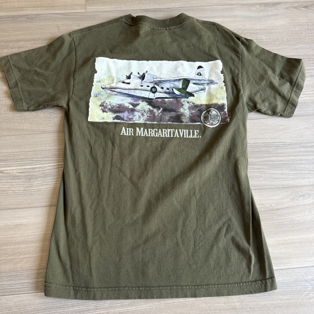 Vintage Jimmy Buffett Air Margaritaville Green Shirt M Seaplane Cayman Islands